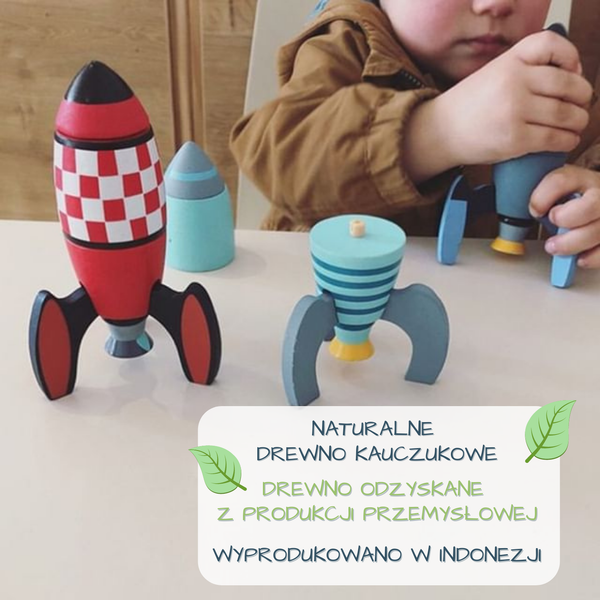 Drewniane Rakiety Kosmiczne Zabawka Konstrukcyjna Tender Leaf Toys