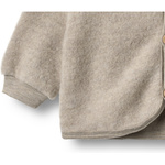 Wheat - Kardigan z wełny merino Kari - Khaki melange