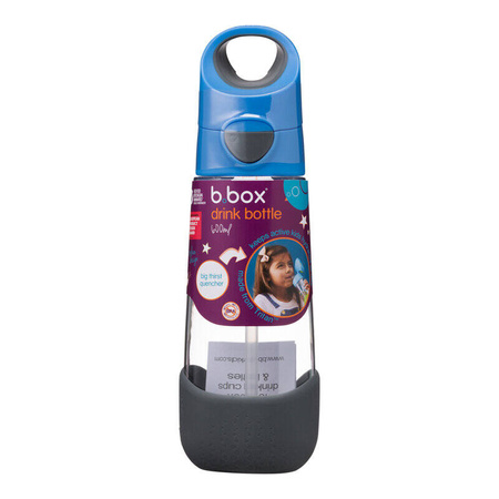 b.box - Butelka na wodę tritanowa ze słomką 600ml Blue Slate