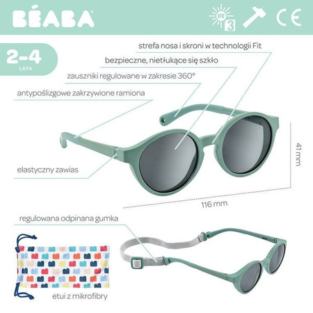 Beaba - Okulary przeciwsłoneczne dla dzieci 2-4 lata - Tropical Green