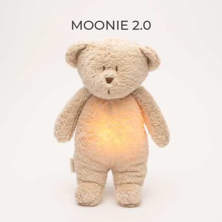 MOONIE 2.0 Szumiący Miś Organic z Lampką - Sand