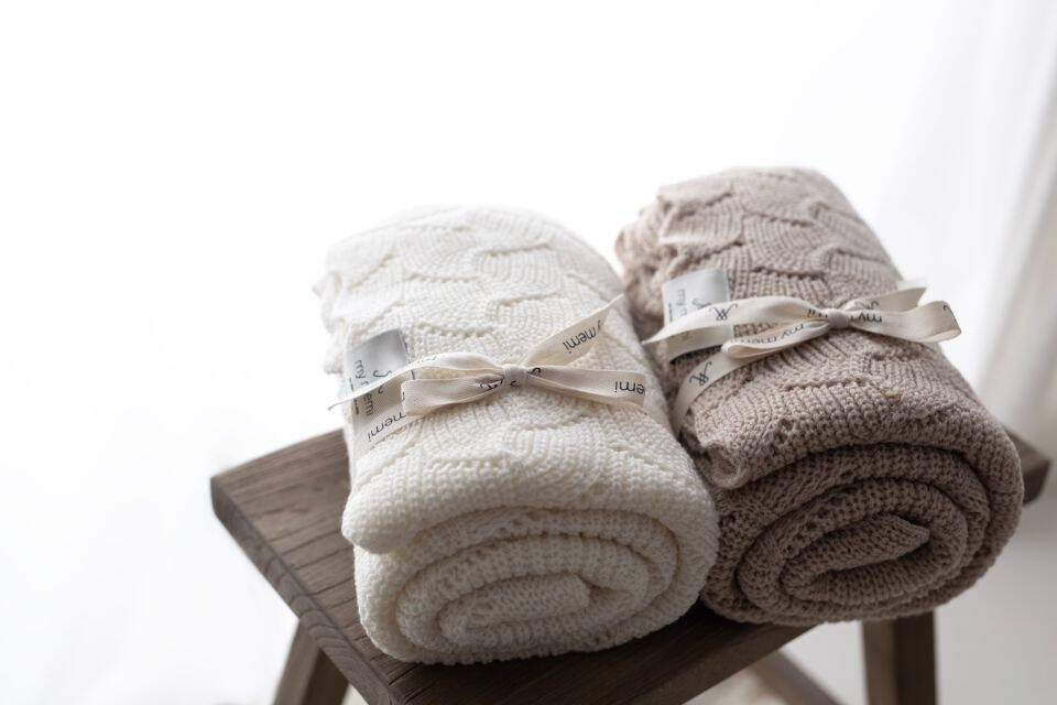 My Memi Otulacz ze 100% wełny merino warm beige - premium collection