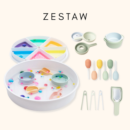 Inspire My Play - Zestaw tacka PlayTRAY + miski + łopatki + pipety + szczypce + lejki