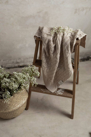 My Memi - Kocyk warkocz ze 100% wełny merino premium collection - cream
