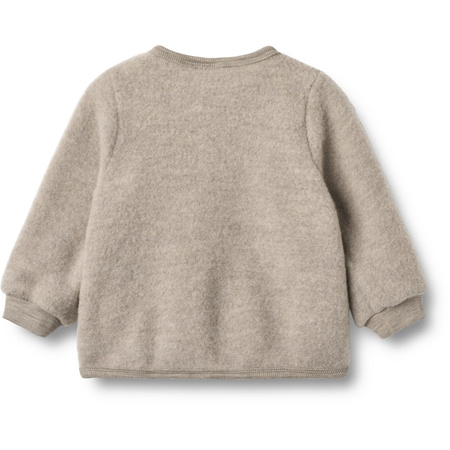 Wheat - Kardigan z wełny merino Kari - Khaki melange