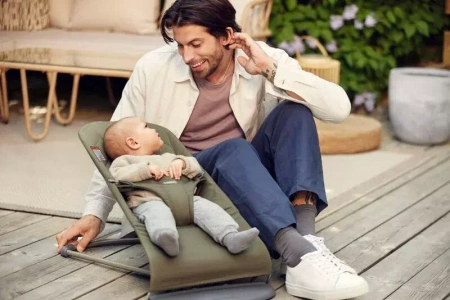 BABYBJORN - leżaczek BLISS Woven, Petal Quilt, Ciemnozielony