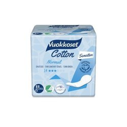 Vuokkoset, COTTON, Podpaski bez Skrzydełek Normal Sensitive, 14 szt.