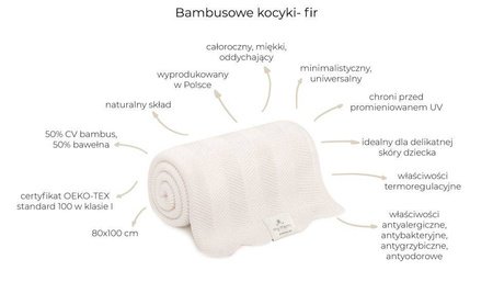 My Memi - Bambusowy kocyk Fir 80x100 - Light beige
