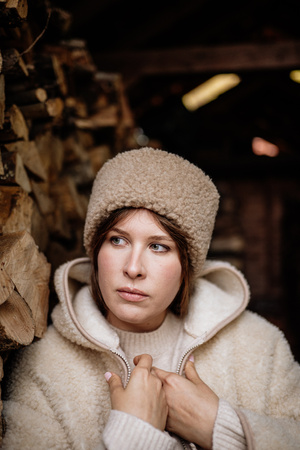 Mimimi - opaska na głowę z wełny merino -  beż