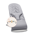 BABYBJORN - leżaczek BLISS Woven, Petal Quilt, Jasnoszary + Zabawka Googly Eyes Pastels