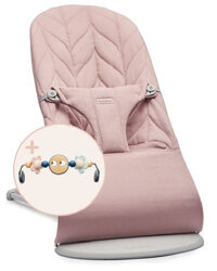 BABYBJORN - leżaczek BLISS Woven, Petal Quilt, Zgaszony róż + Zabawka Googly Eyes Pastels