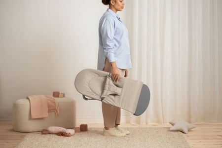 BABYBJORN - leżaczek BALANCE SOFT WOVEN/JERSEY Tri Fabric, Piaskowoszary