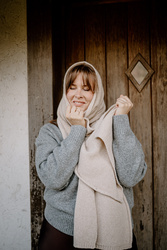 Mimimi - Szalik gładki z wełny merino - almond