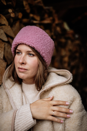 Mimimi - opaska na głowę z wełny merino - Dusty pink