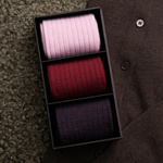 Steven -  Zestaw damski skarpet z wełny merynosów 3-PAK- Prążek  różowy, bordowy, melanż fiolet 