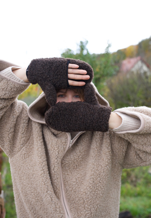 Mimimi - rękawiczki damskie z wełny merino - espresso