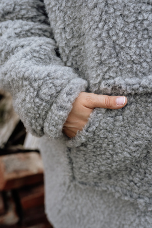 Mimimi - Hoodie bluza z wełny merino - szara