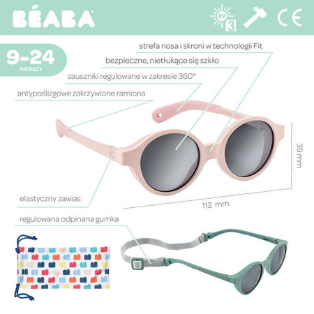 Beaba - Okulary przeciwsłoneczne dla dzieci 9-24 miesięcy - Rose