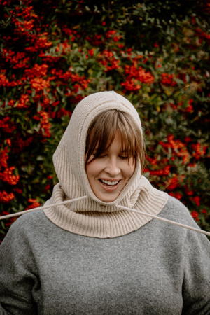 Mimimi - Balaclava kominiarka damska z wełny merino - almond