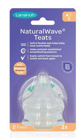 Lansinoh - NaturalWave Slow Teats 2pcs - Smoczki NaturalWave wolny przepływ 2 szt.