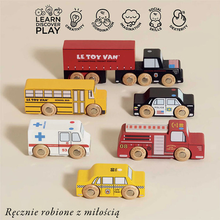 Le Toy Van -  Drewniane samochody zestaw Nowy Jork, zabawka pojazdy dla dzieci