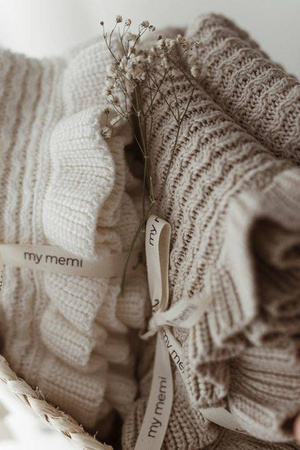 My Memi - Bambusowy kocyk z falbanką 85x105 - light beige