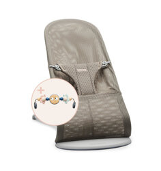 BABYBJORN - leżaczek BLISS MESH - Szarobeżowy +  Zabawka Googly Eyes Pastels