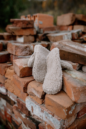 Mimimi - rękawiczki damskie z wełny merino - beż