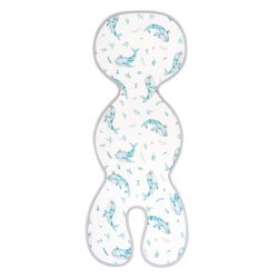 Samiboo - Wkładka bambusowa antypotowa do fotelika 0-13 kg, 9-18 kg - Wieloryby