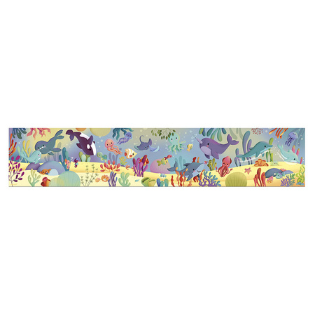 Janod Puzzle panoramiczne w walizce Morskie stworzenia 36 elementów 4+ Made in France