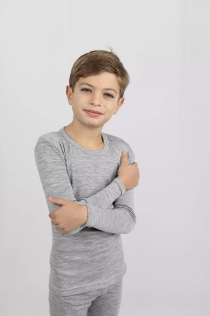 Engel Natur - Dziecięca bluzka z wełny merino i jedwabiu - Light grey