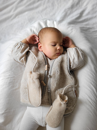 Zaffiro - Rękawiczki dziecięce wełna premium - Beige