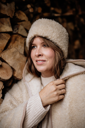 Mimimi - opaska na głowę z wełny merino - almond