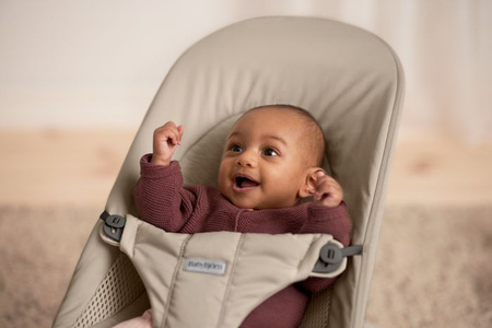 BABYBJORN - leżaczek BALANCE SOFT WOVEN/JERSEY Tri Fabric, Piaskowoszary