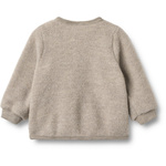 Wheat - Kardigan z wełny merino Kari - Khaki melange