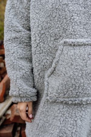 Mimimi - Hoodie bluza z wełny merino - szara