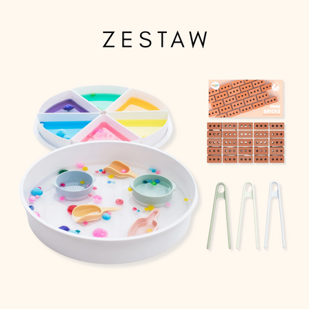 Inspire My Play - Zestaw tacka PlayTRAY + szczypce + mini klocki