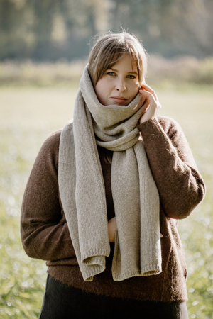 Mimimi - Szalik gładki z wełny merino - beż