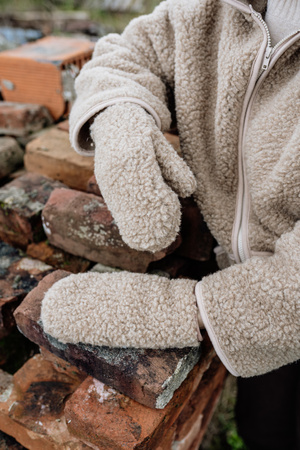 Mimimi - rękawiczki damskie z wełny merino - beż