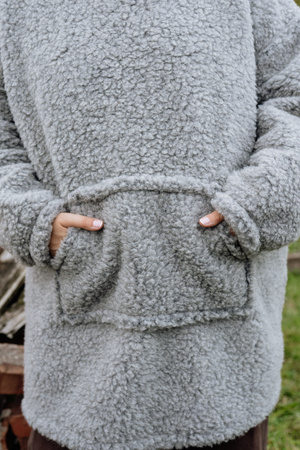 Mimimi - Hoodie bluza z wełny merino - szara