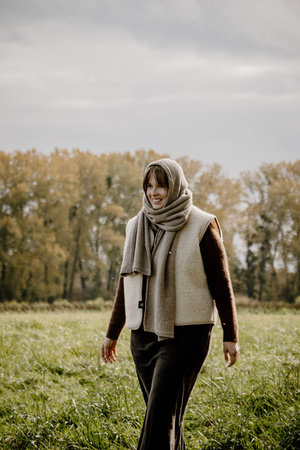 Mimimi - Balaclava kominiarka damska z wełny merino - beż