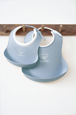 BABYBJORN - zestaw śliniaków mały/duży - Powder Blue 