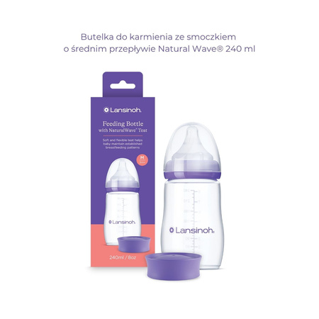 Lansinoh - Feeding Bottle 240ml - Butelka do karmienia 240ml + smoczek NaturalWave