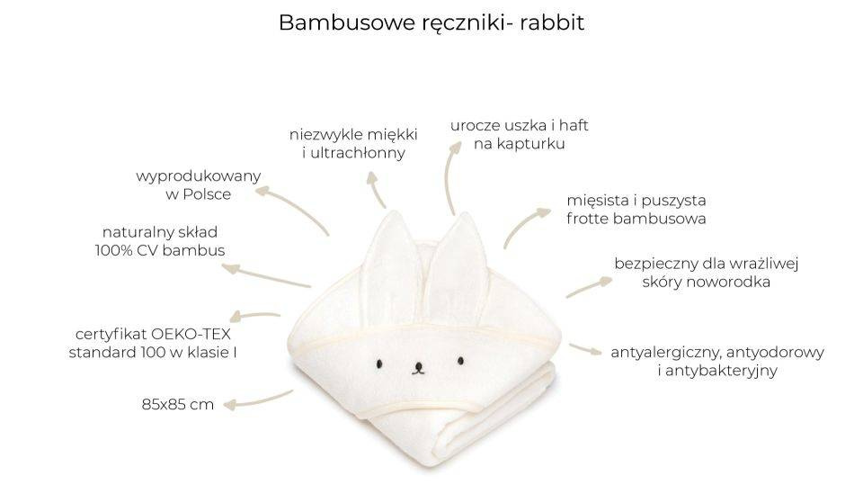 My Memi - Bambusowy ręcznik rabbit - light grey