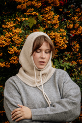 Mimimi - Balaclava kominiarka damska z wełny merino - almond