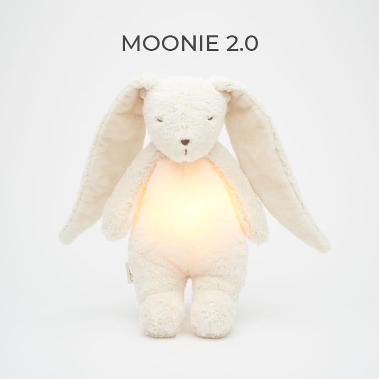 MOONIE 2.0 Szumiący Króliczek Organic z Lampką - Polar