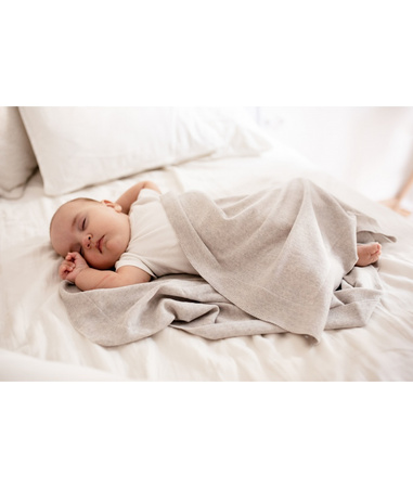 yarnami - Kocyk merino Cozy - beżowo-szary