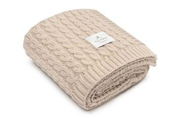 My Memi Ciepły kocyk ze 100% wełny merino warm beige - premium collection