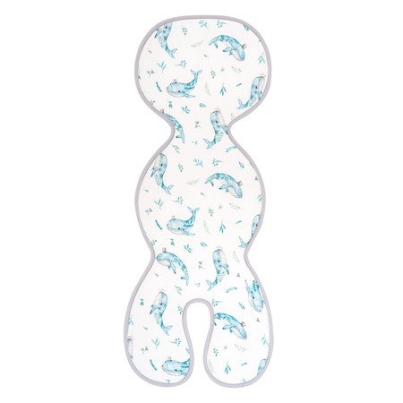 Samiboo -  Wkładka bambusowa antypotowa do fotelika 0-13 kg, 9-18 kg - Wieloryby
