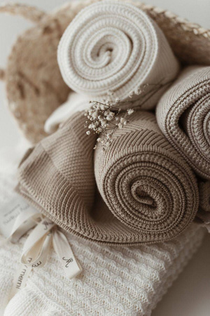 My Memi - Bambusowy kocyk Fir 80x100 - Light beige